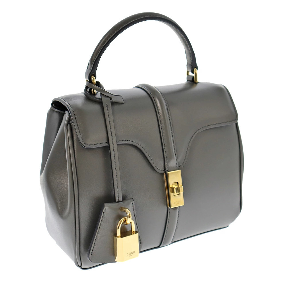 CELINE Seize handbag shoulder bag gray calfskin leather